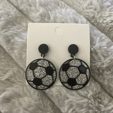 Glittery Soccer Earrings