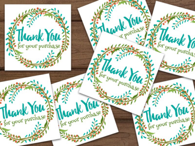 100 200 customized personalized thank you floral wreath stickers shipping labels