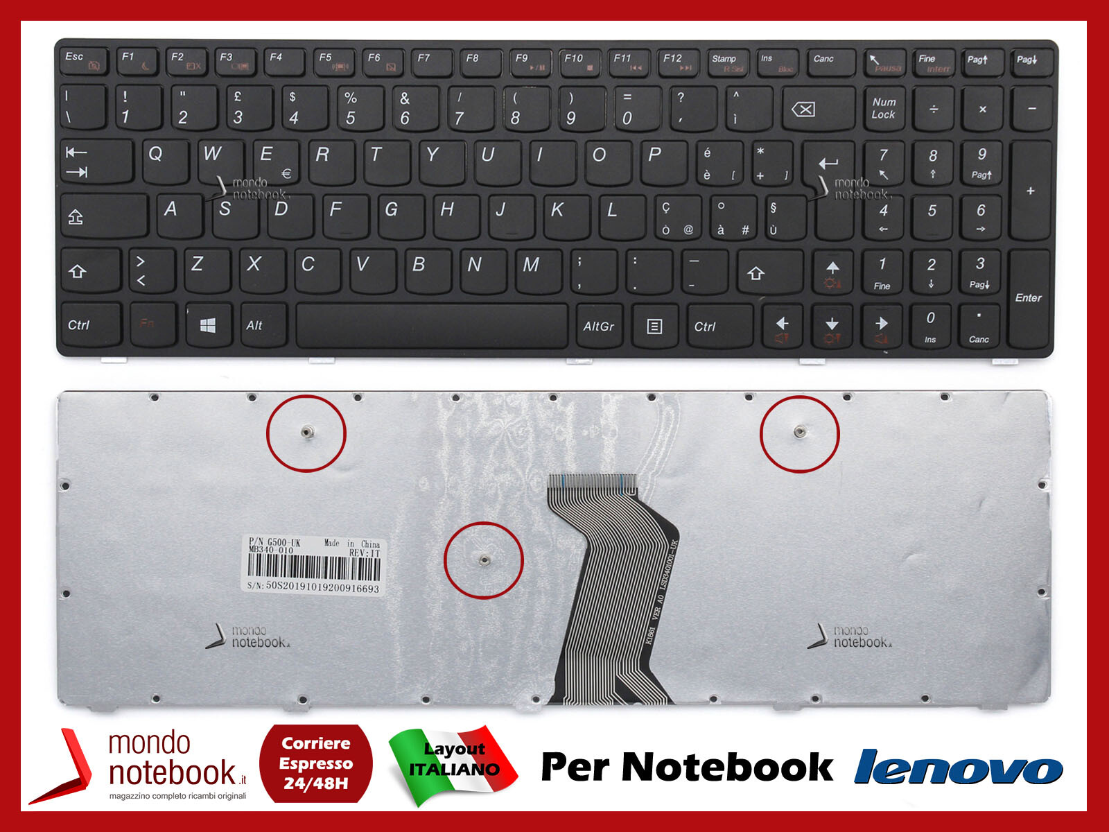 Tastiera per Notebook Italiana IBM LENOVO IDEAPAD G505AM-IFI NERA