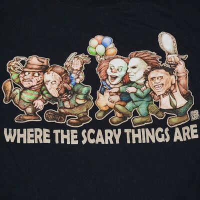 GDA Get Down Art SS Black Unisex Tee ''Where The Scary Things Are'' - Size Large