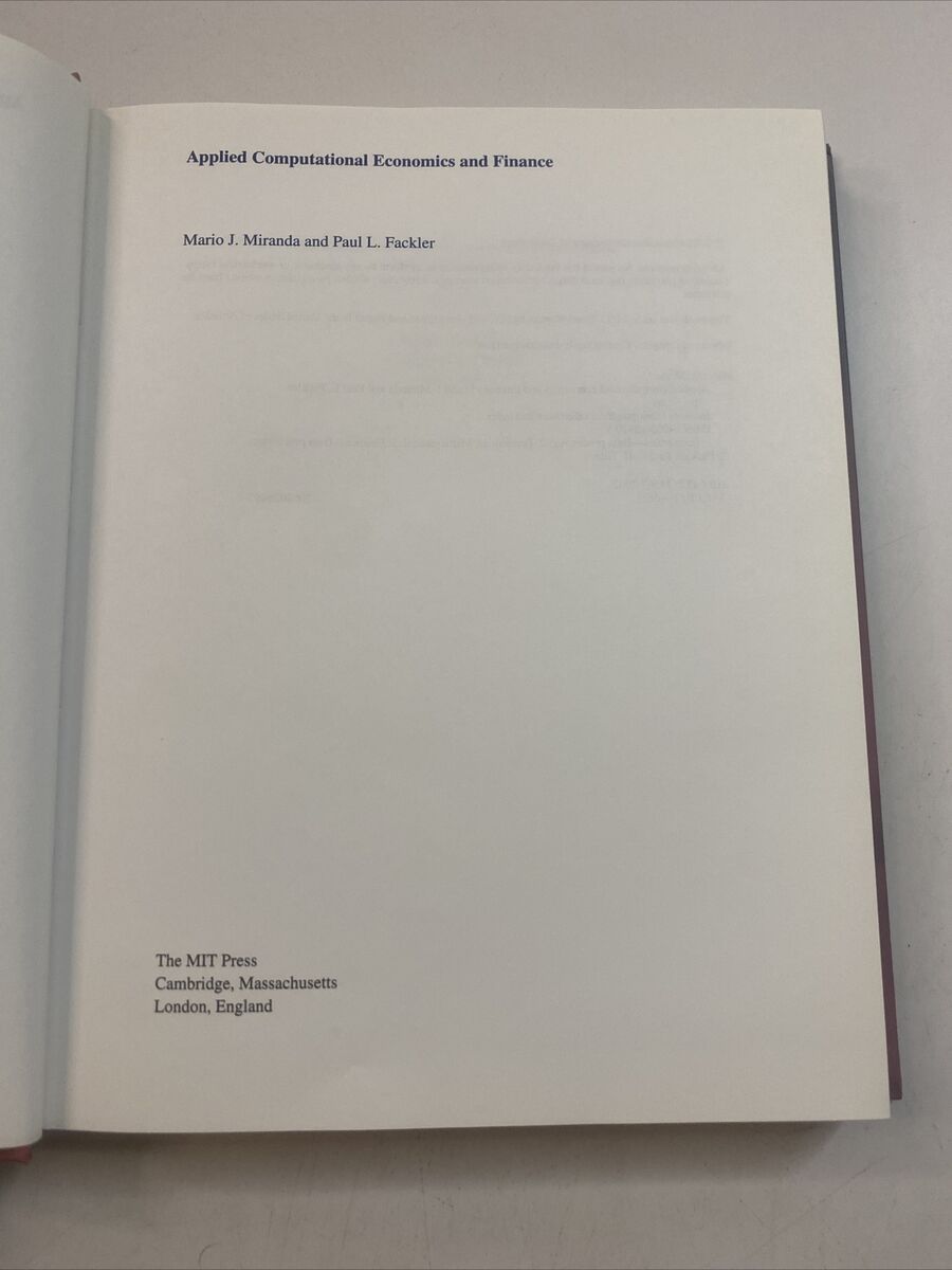 Applied Computational Economics and Finance by Paul L Applied Computational Economics and Finance by Paul L