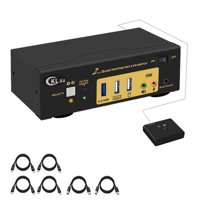MST KVM Switch Displayport 2 Computers 4 Monitors Switcher (2 DP in 4 DP Out)...
