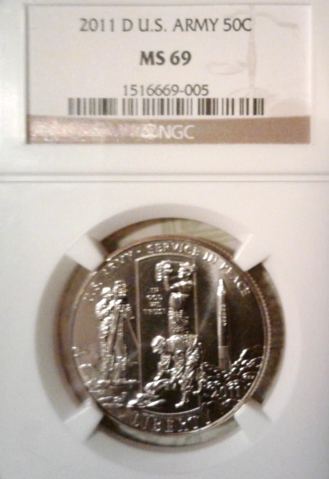2011 D United States Army 50c MS69 NGC Reg #1516669-005 of 39,442 MINTED XXLOW # - Image 4 of 4