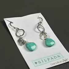 Silpada Howlite Sterling Silver Fresh Glow Dangling Hook Wire Earrings