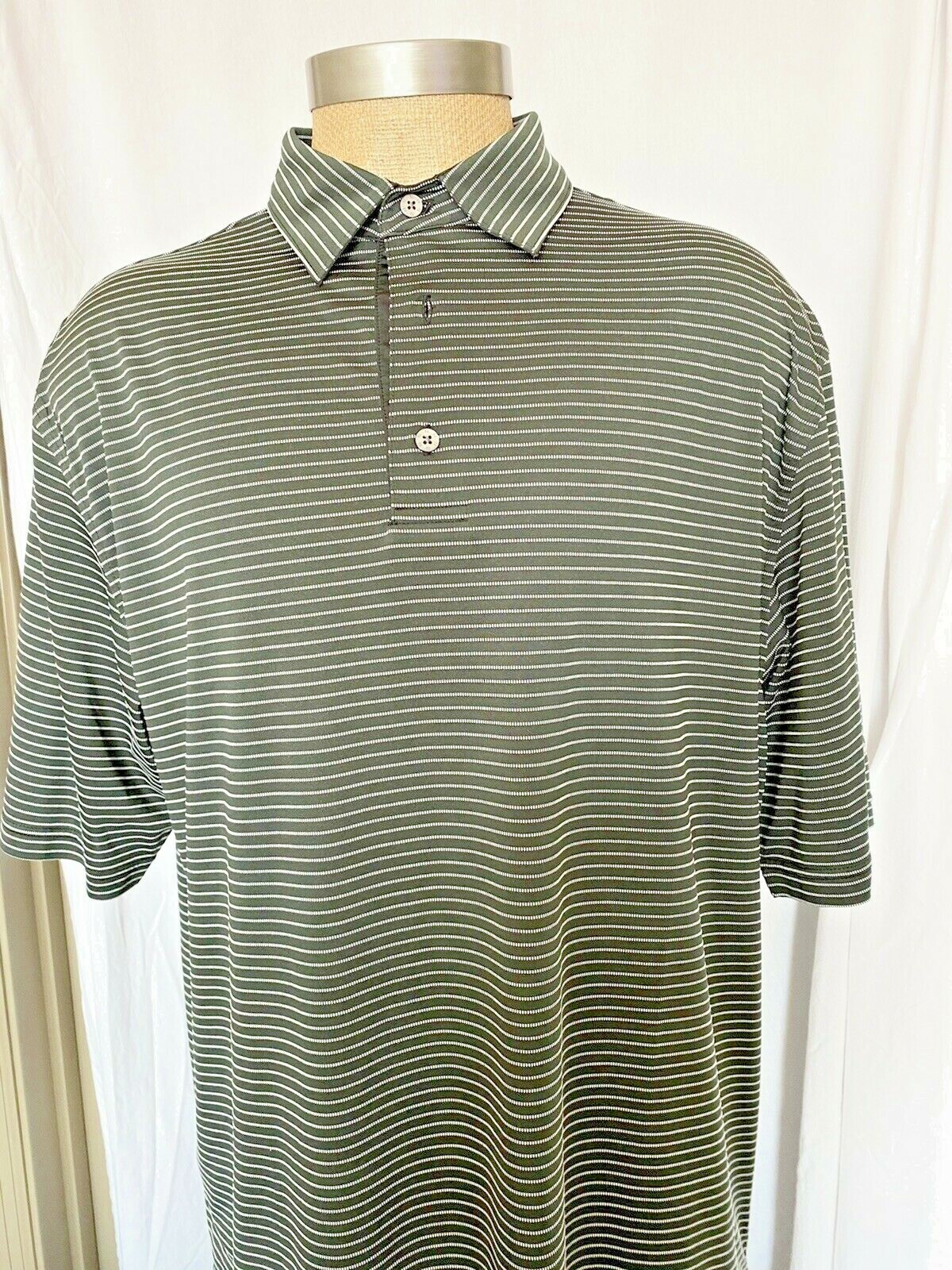 ⛳️ FootJoy Men's XXL Black/White Striped Golf Shirt… Gem