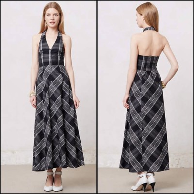 Anthropologie 'Adair' Plaid Halter Dress by Maeve Sz S Beautiful & Sexy |  eBay