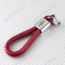 Red BV Style Leather Gift Decoration For Chevy Chevrolet Emblem Key Chain Ring