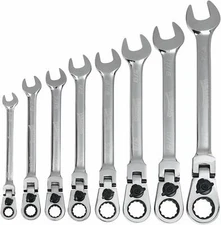 8 Piece Reversible Flex-Head Ratcheting Combination Wrench Set, SAE, Williams