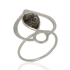 Black Rutile 925 Sterling Silver Stackable Ring Gemstone Jewelry