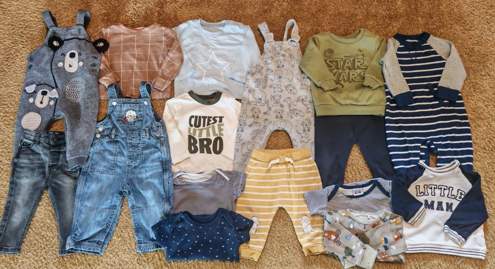 Huge 6-9 Baby Boys Clothes Bundle. Dungarees Jeans Tops. Baby Gap, Next