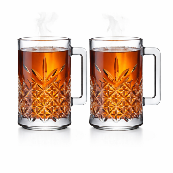 TeegläSer Glasbecher KaffeegläSer Bierglas Mit Henkel Kristaloptik 315Ml 2Er-Set-image