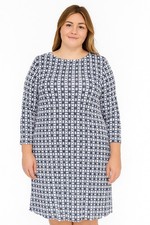 Boden Jersey Tunic Dress Size 20 / 22 Tall Navy Geometric Print Tie Waist V Neck