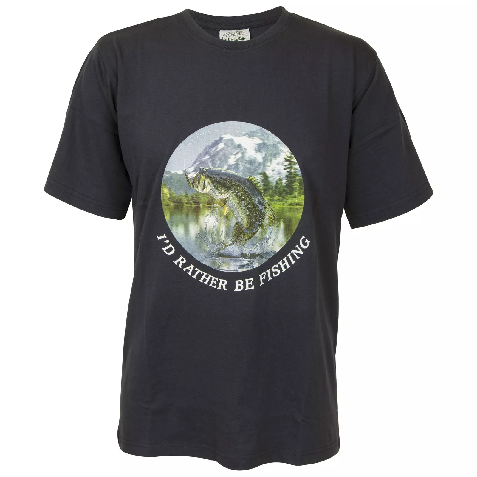 Woodland Creek ''I'd Rather Be Fishing'' Men's Graphic T-Shirt in Navy, Medium