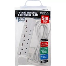 Elpine 4 GANG 5M INDIVDUAL SWITCHED MAINS EXTENSION LEAD 13A AMPS EXTENSION