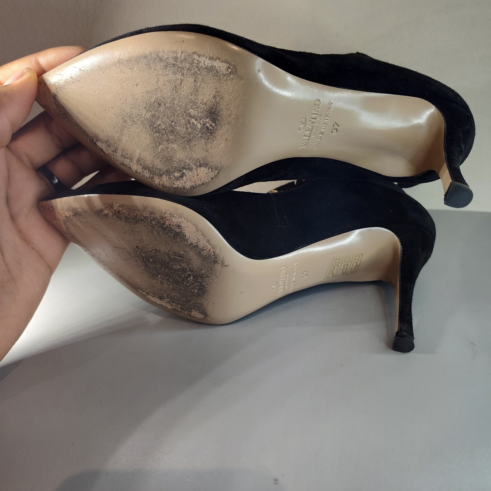 VALENTINO GARAVANI Rockstud ankle strap suede stiletto pumps heels Sz Eu 37 US 7 thumbnail 7