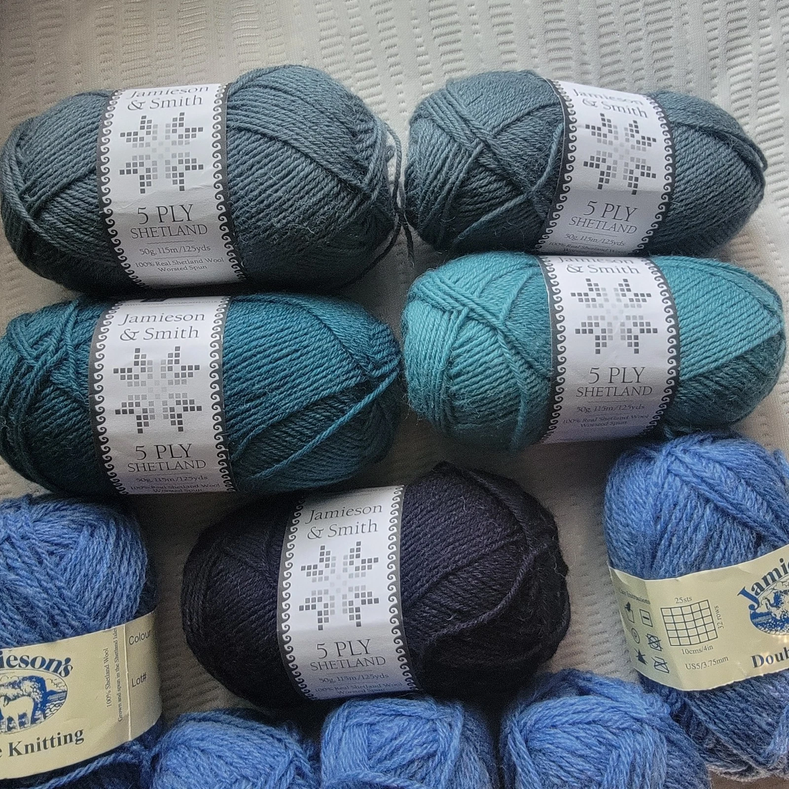 Jamieson's DK And Jamieson & Smith 5ply Shetland Mixed Blue Lot Of 10 Skeins image 2