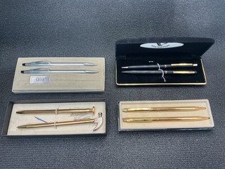 Vintage Pen Lot Cross Chrome Gold Centennial Novelty Hammer Screw 4 Pairs