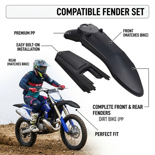 Black Motorcycle Guard Bolt-On Motorcycle Mudguard Set Suitable for Bike IN 10