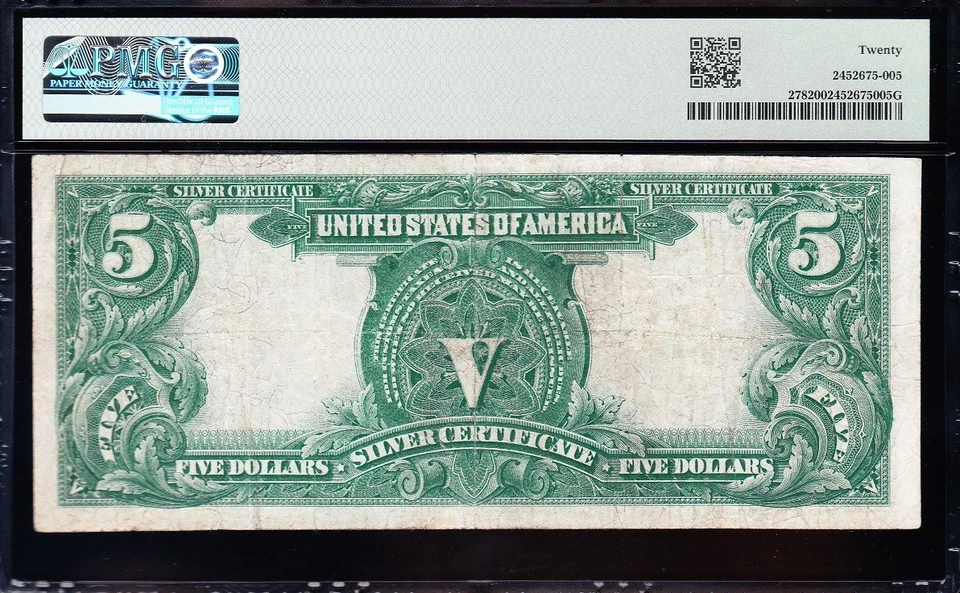 VERY NICE Bold & Crisp VF 1899 $5 "INDIAN CHIEF" Silver Certificate PMG 20! 4844 - Image 3 of 3