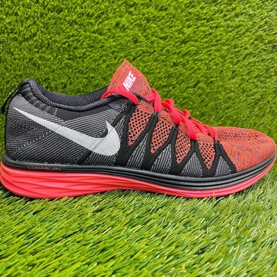 Nike Flyknit Lunar 2 Mens Size 10 Crimson Black Running Training Shoes Sneakers
