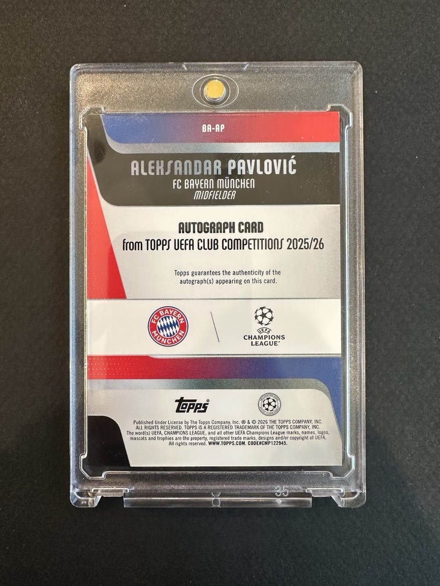 2025-26 Topps UEFA Autograph Aleksandar Pavlović Bayern Munich #BA
