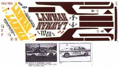 Fred Cady Decal #259 To Do The 63/64 Plymouth Al Eckstrand ''Lawman''