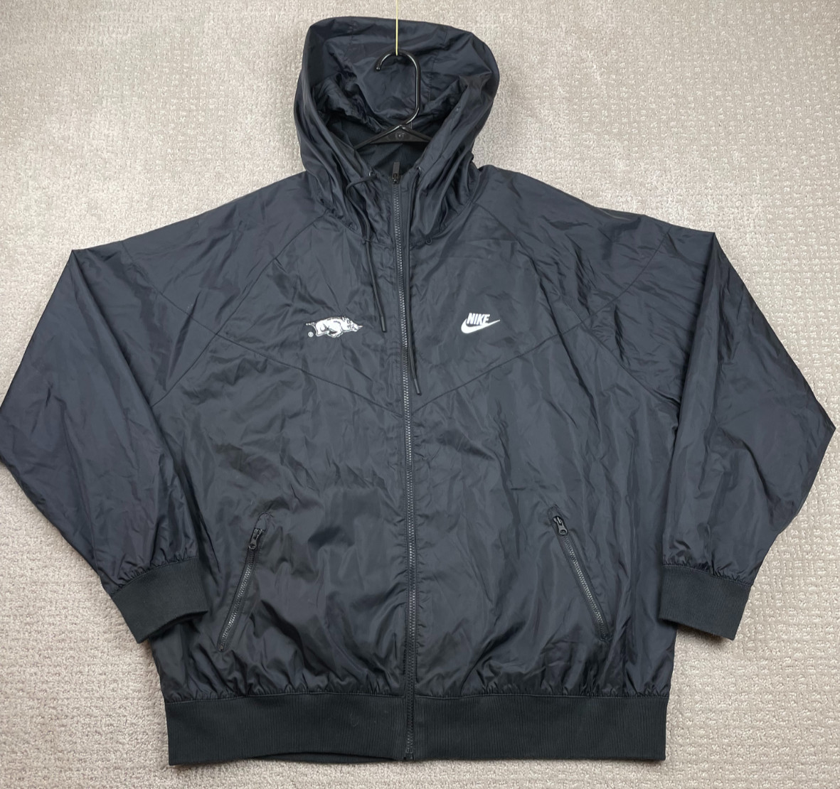 Arkansas Razorbacks Nike Windrunner Jacket Men XL Black Full Zip Hood CU9474-010