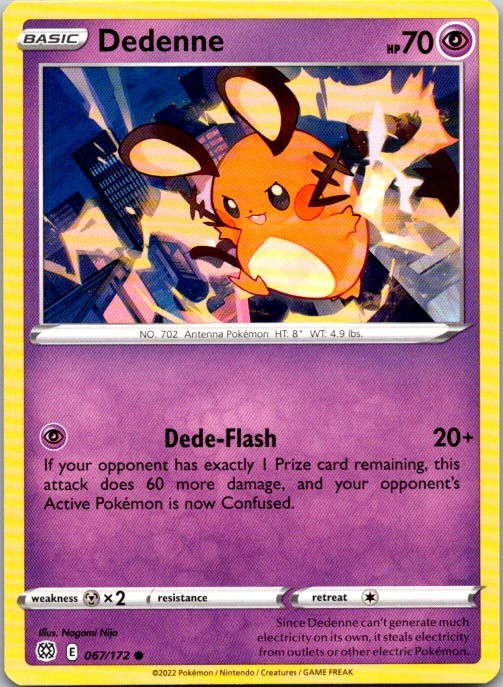 Dedenne 067/172 Common Brilliant Stars Pokemon Moderately Played