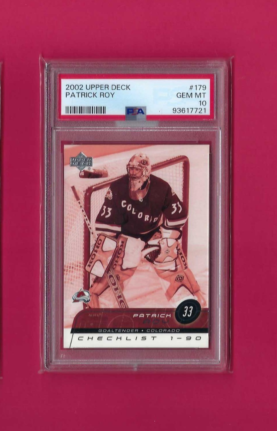 2002-03 Upper Deck Patrick Roy Checklist #179 PSA 10 Colorado Avalanche