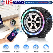 2.5" Portable Tire Bluetooth Wireless Speaker BT TWS Soud System USB/TF/FM Radio
