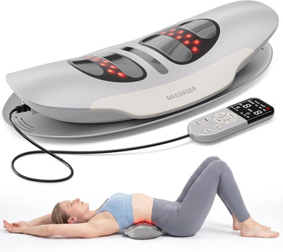 Electric Lumbar Traction Device, Rechargeable Lower Back Massager with Heat Air