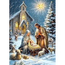 Christmas Diamond Painting Kit Nativity Scene Full Drill Round Diamond Art for