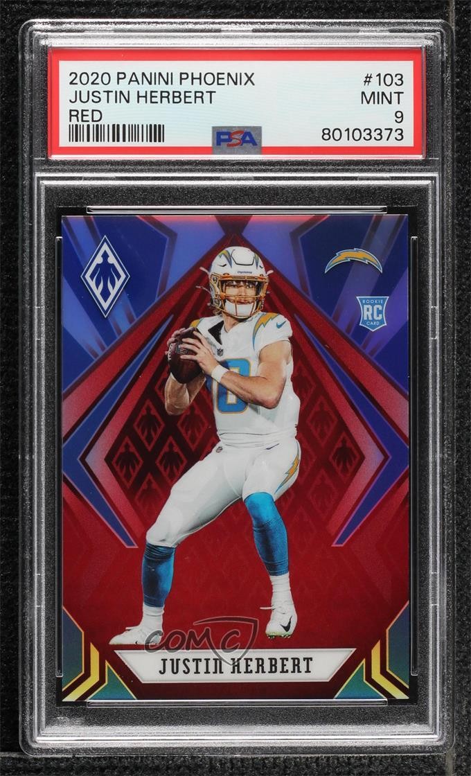 2020 Panini Phoenix Rookies Red 76/299 Justin Herbert #103 PSA 9 MINT w5p