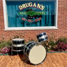 1961 Ludwig 3pc Club Date Drum Set Black/Silver Duco 22/13/15