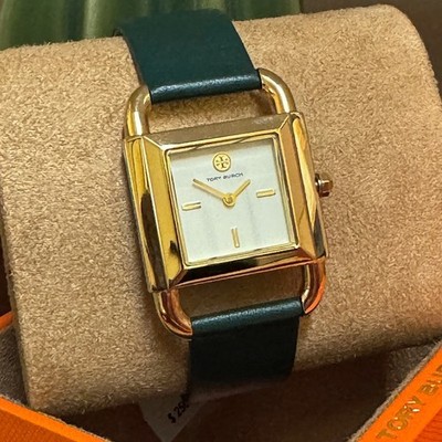 NEW TORY BURCH Phipps Valley Forge Green Leather Strap Watch 