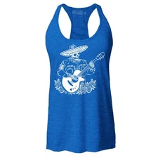 Mariachi Skeleton Guitar Racerback Tank Top Day of the Dead Halloween Tee