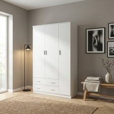 Armadio Guardaroba 3 ante battenti Plastica 120x52x190 cm Bianco Space DecHome