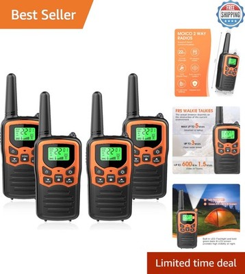 4 Pack of Durable Walkie Talkies with 22 Channels - Ideal for Hiking & Camping