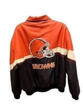 Cleveland Browns Jeff Hamilton Leather Full Zip Tricolor Embroidered Jacket 3xl