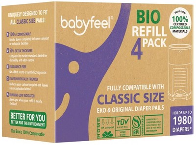 BIO Refills Compatible with DEKOR CLASSIC Diaper Pails | 100% Compostable |4 ...