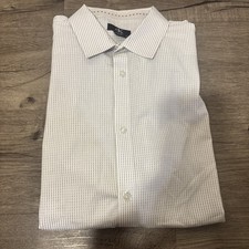 Calvin Klein Shirt Mens Large White Black Stripe Long Sleeve Dress Button Front