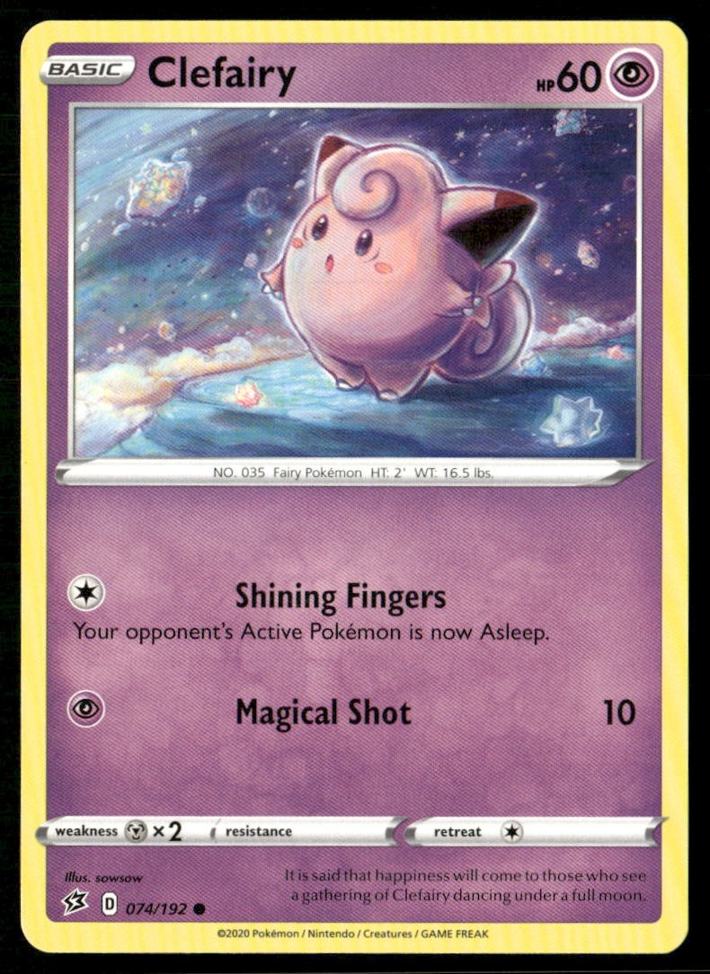 Clefairy 074/192 Common Rebel Clash Pokemon Lightly Played
