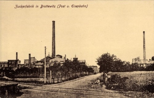 Ak Brottewitz Mühlberg an der Elbe, Zuckerfabrik, Post - 4304815