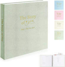 Timeless First 5 Years Keepsake Baby Memory Book for Boy or Girl, Luxury Linen C
