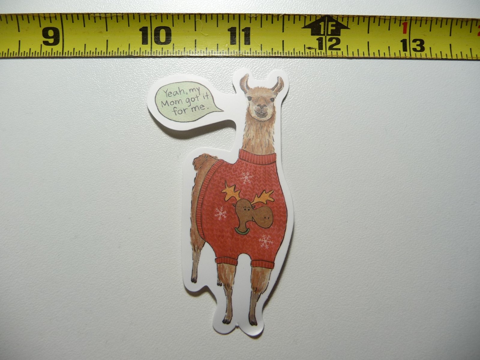 LLAMA WITH MOOSE SWEATER DECAL STICKER PRESENT FARM PET