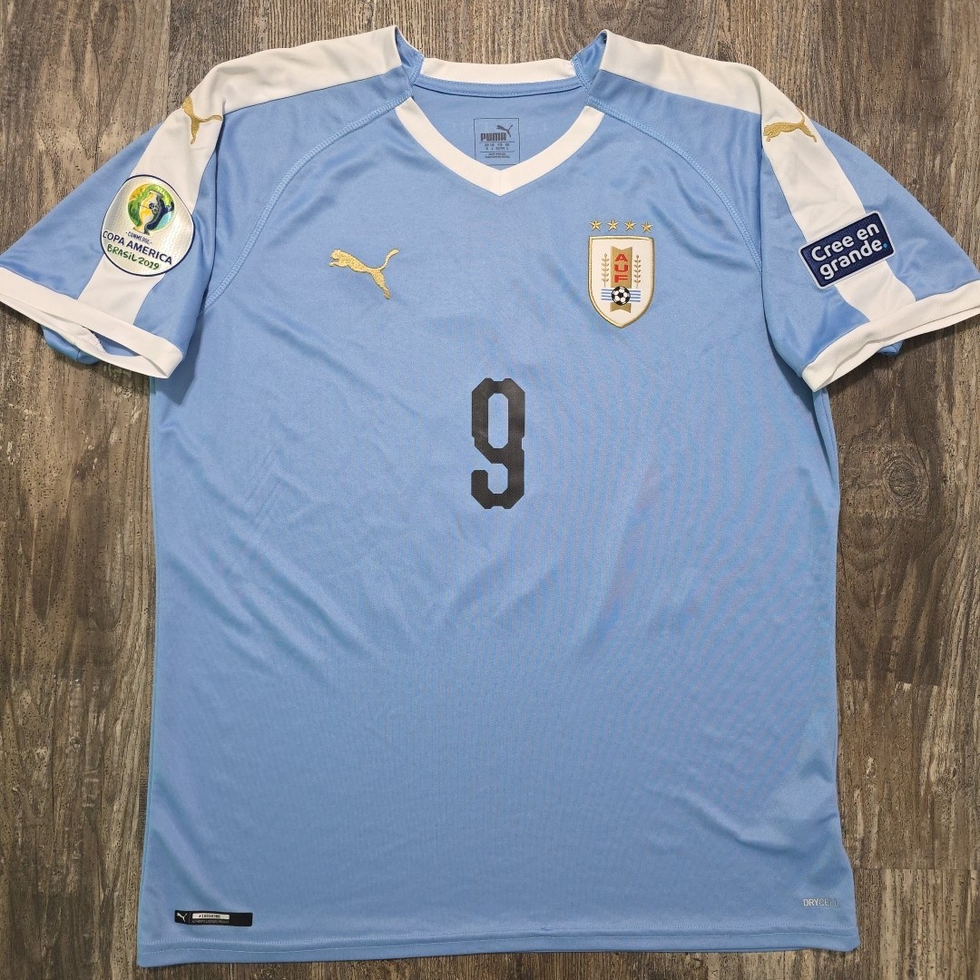 2019 Puma Uruguay Home Soccer Jersey Luis Suarez Men L Miami Copa