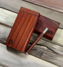 Exotic Padauk 4" Dugout Stashbox w Bat/One Hitter Pipe- Handmade In The USA