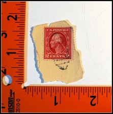 US Scott 425 1914 2c George Washington Rose Red Used Postage Stamp on Paper