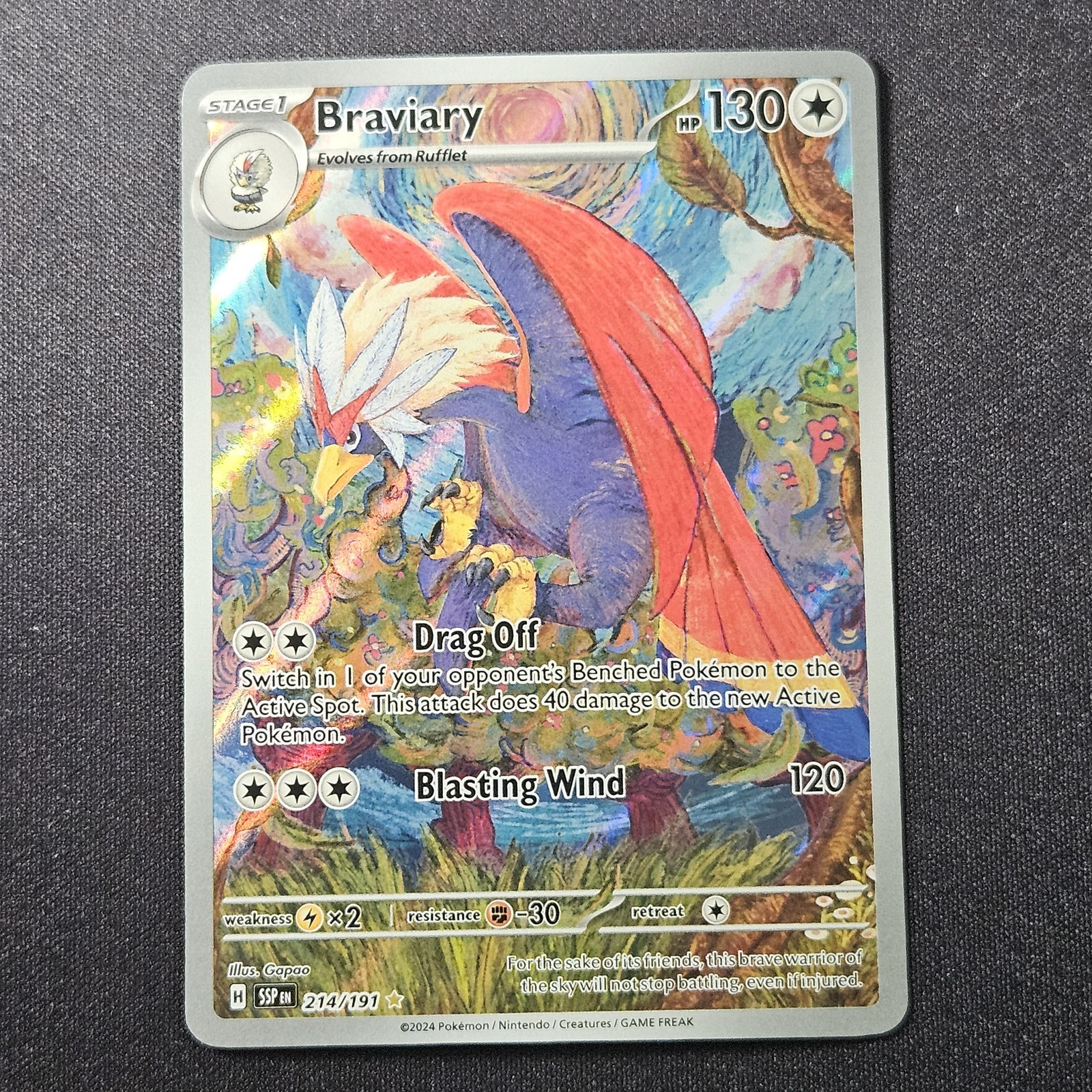 Braviary - Illustration Rare - SV08: Surging Sparks #214/191 - NM