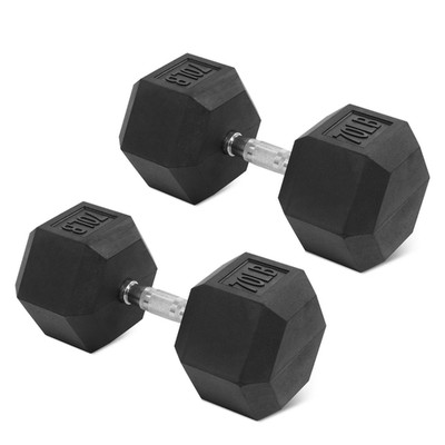BalanceFrom Non-Slip Grip Hex Dumbbell, 70 lbs Single Free Ship